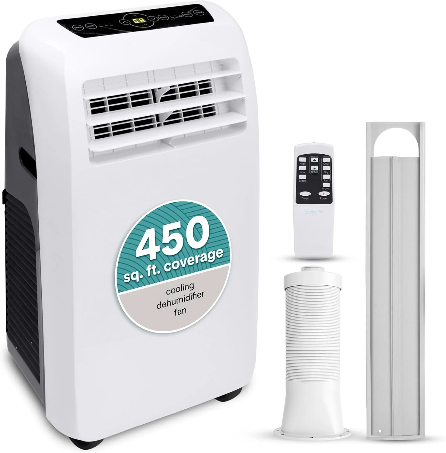 SereneLife Portable Air Conditioner With Heat Built-in Dehumidifier 10,000 BTU Portable Heater