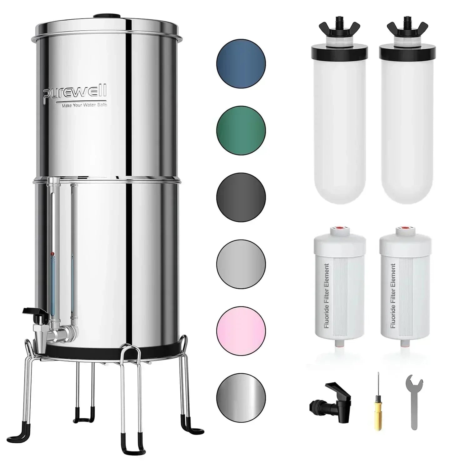 Purewell three-stage 0.01��m ultrafiltration gravity water filtration system 304
