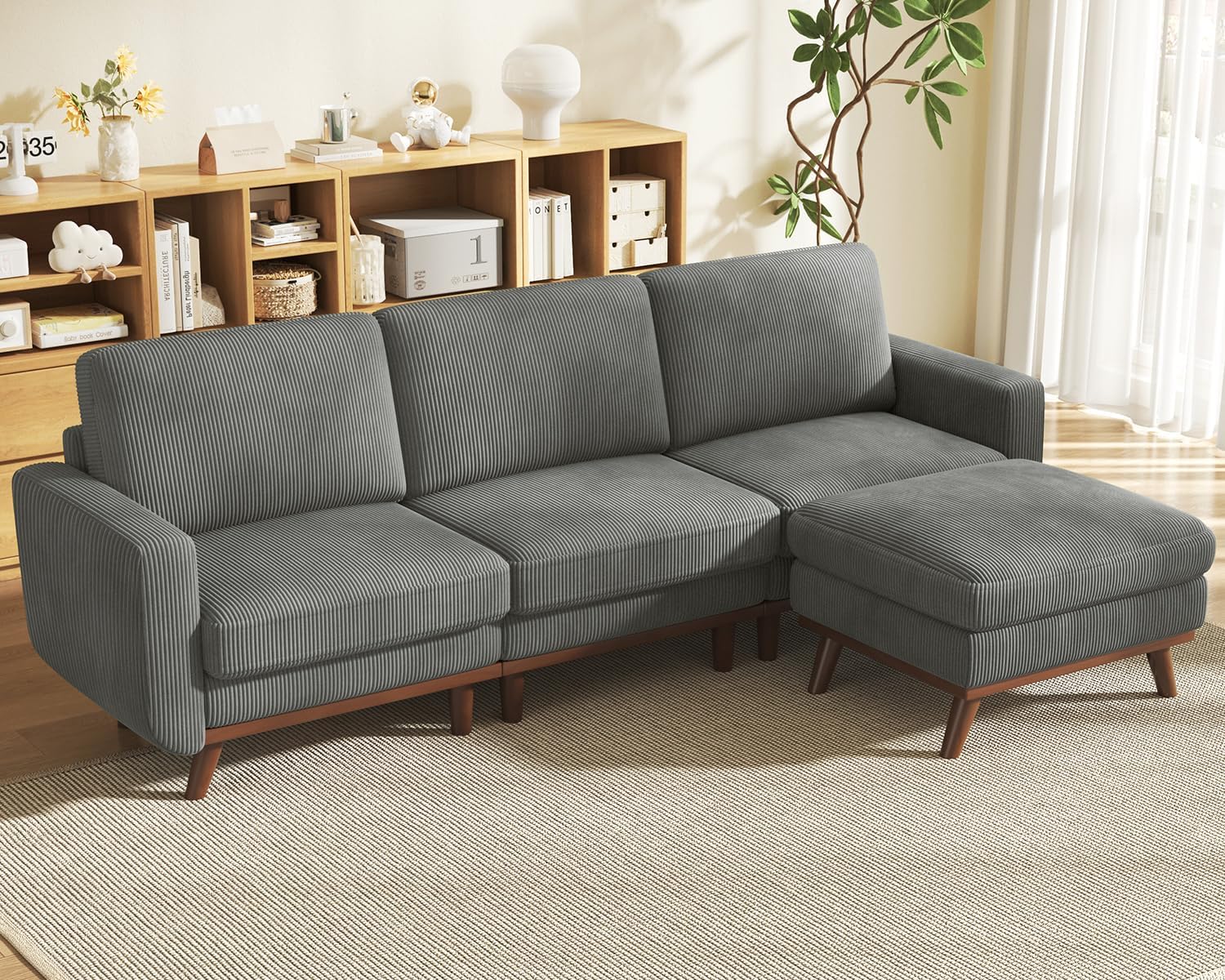 Vesgantti 68 Loveseat Sofa - Green, Comfy Corduroy with Spring Cushion, Solid Wood Frame, Modern Deep Seat, Bedroom & Living Room, Office Couch