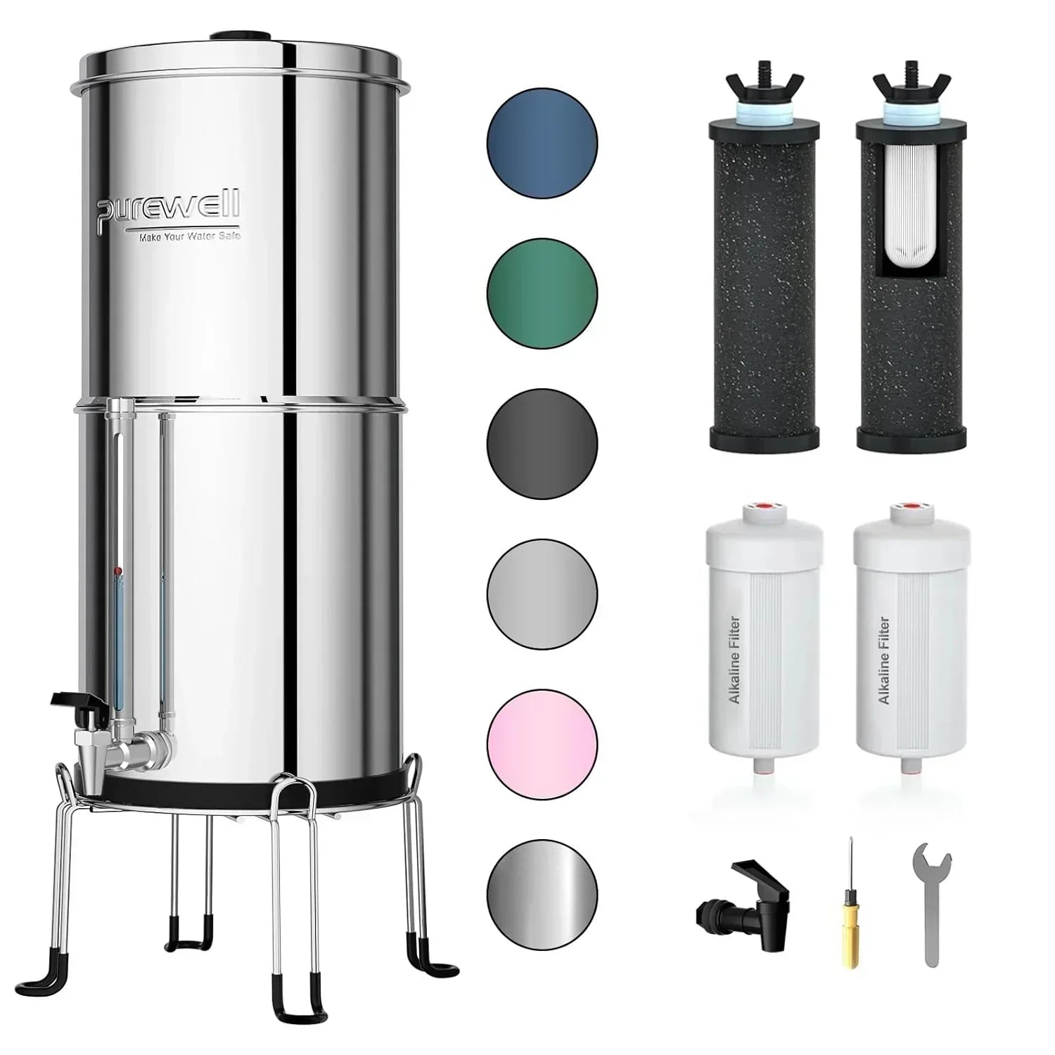 Purewell three-stage 0.01��m ultrafiltration gravity water filtration system 304