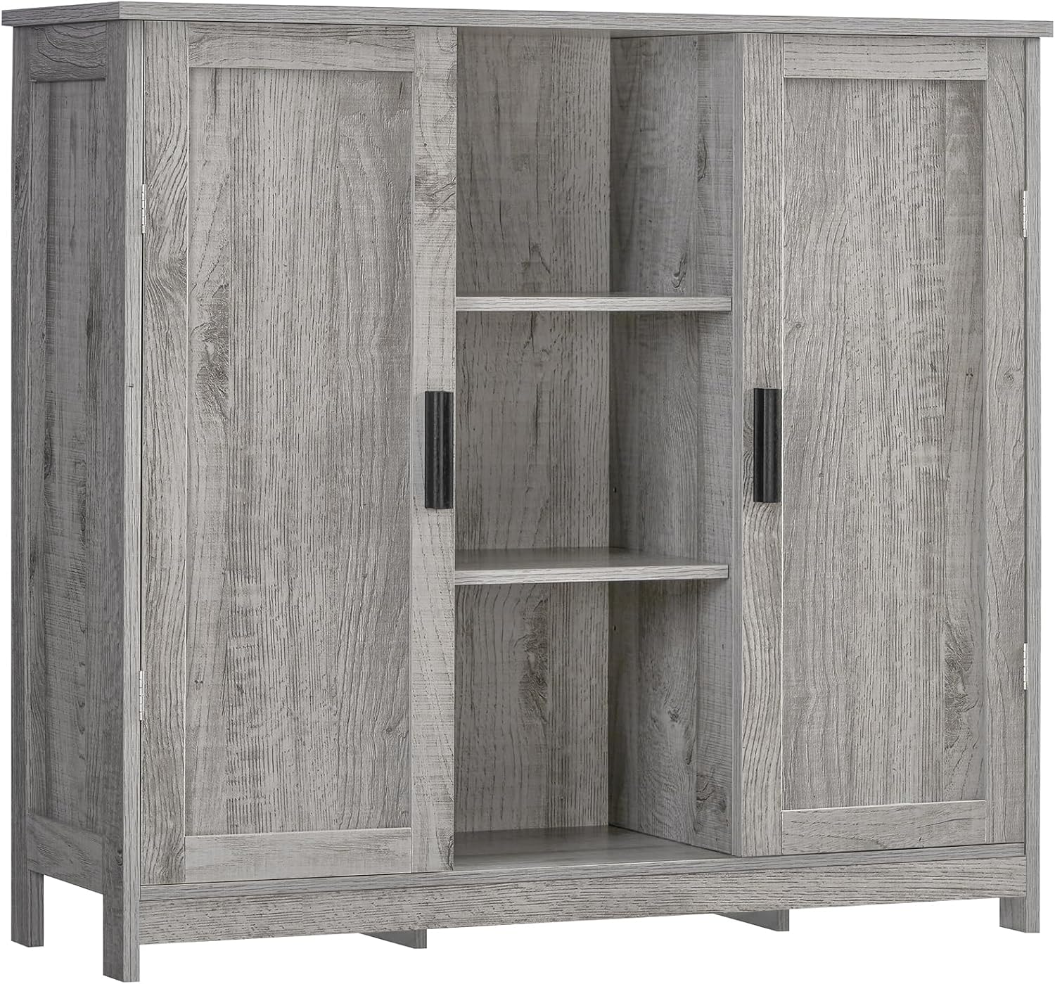 Iwell Storage Cabinet with 2 Drawers & Adjustable Shelves, Cupboard, Floor Cabinet