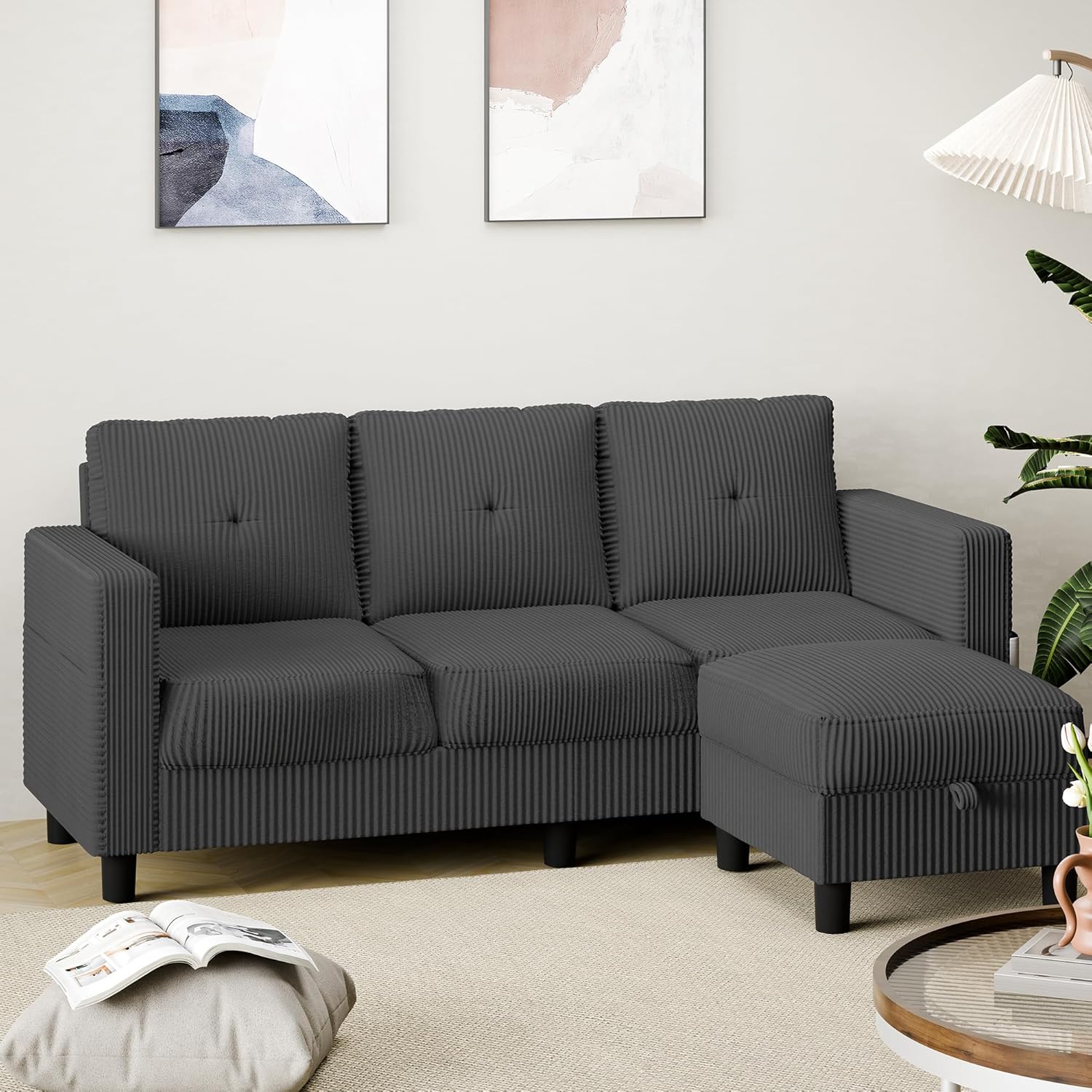Shintenchi 76 Modern Upholstered Sectional Sofa, L-Shaped Couch
