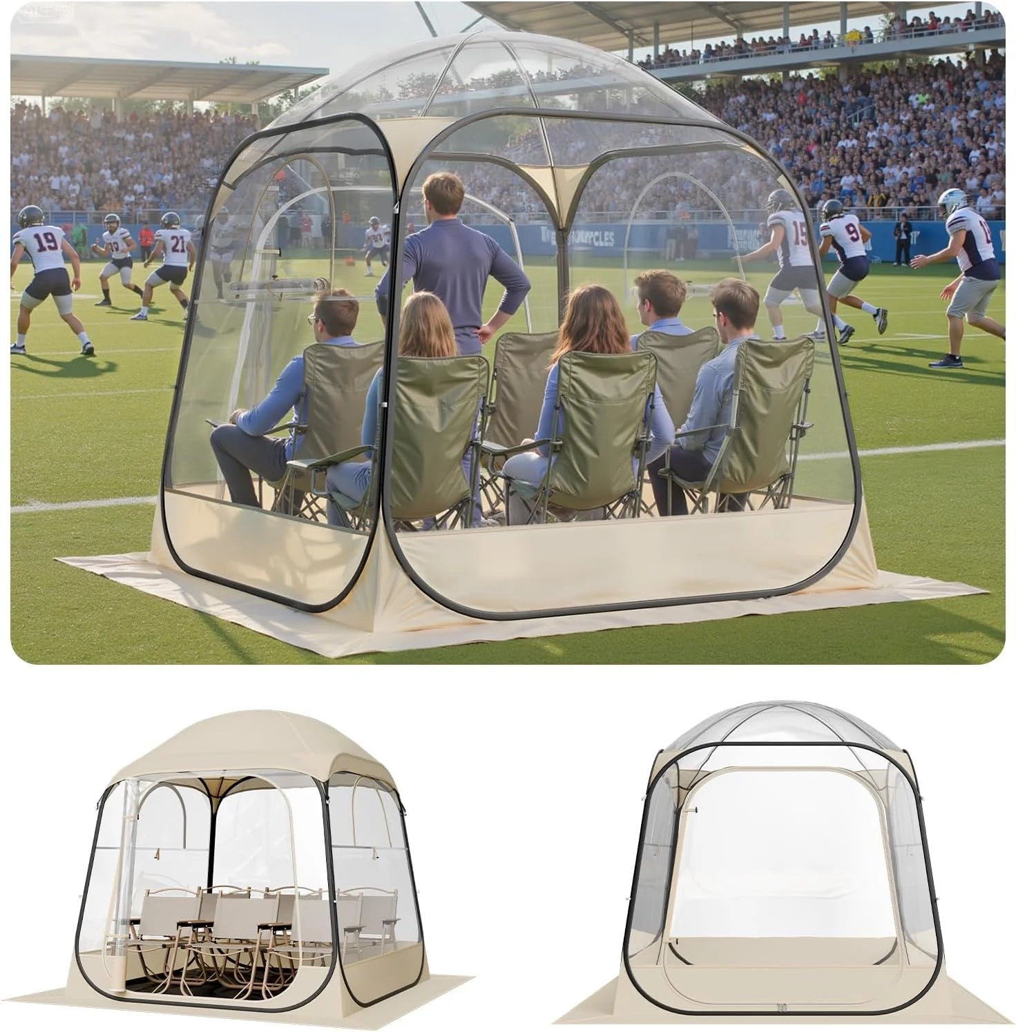 VEVOR Pop up Sports Tent, 8 Sizes Optional Clear Bubble Tent for 1-6 Person