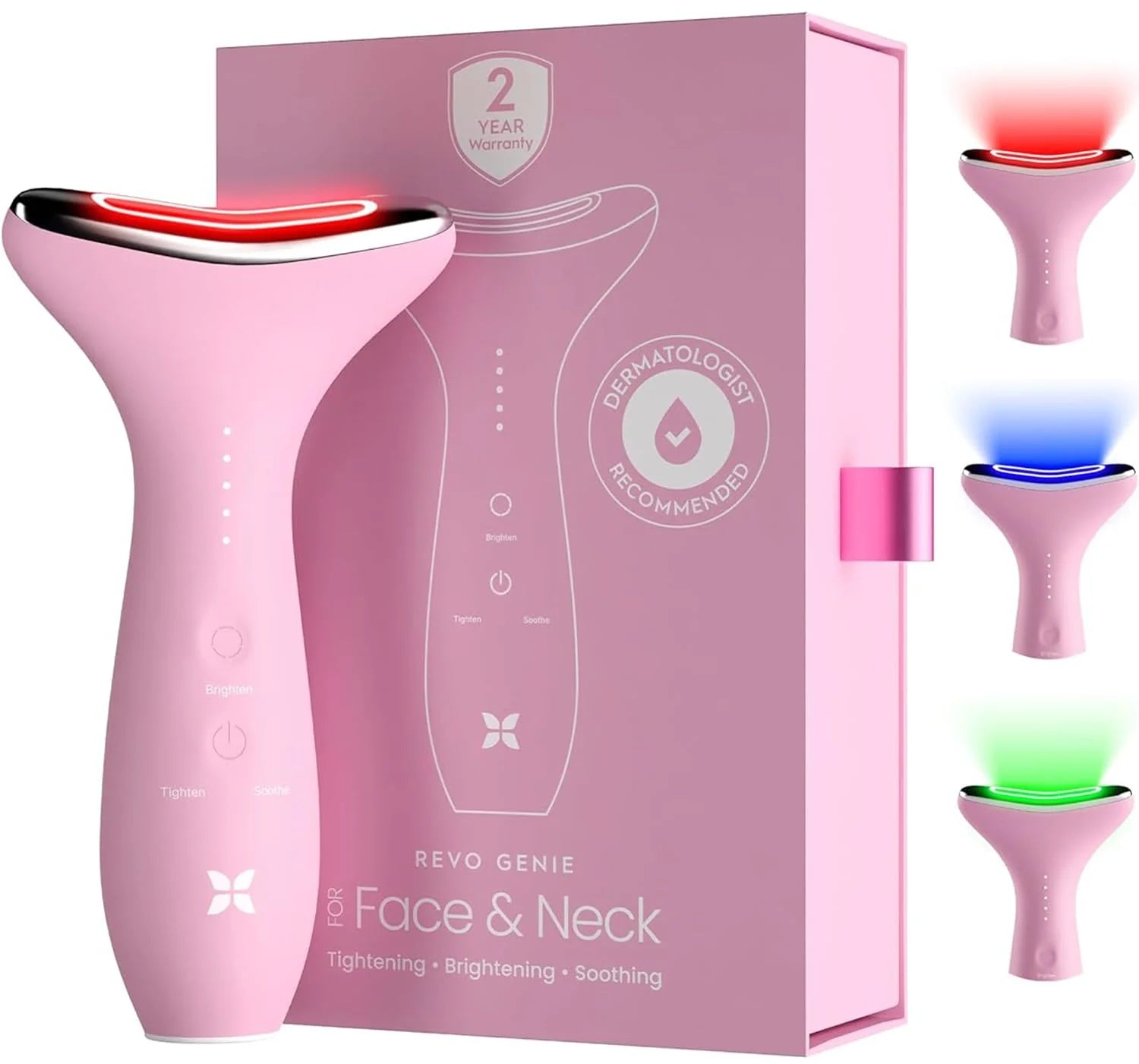 REVO Genie Facial Massager for Face and Neck, LED Face Lift Device with Heat & Vibration