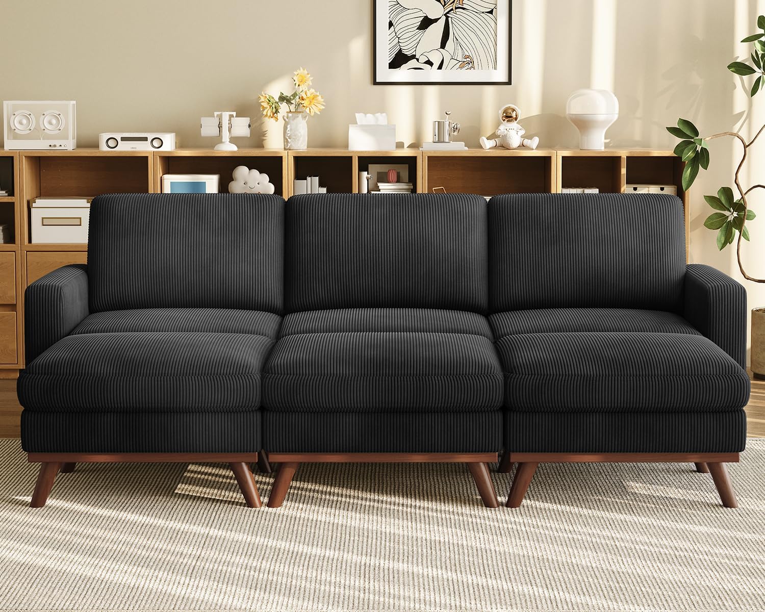 Vesgantti 68 Loveseat Sofa - Green, Comfy Corduroy with Spring Cushion, Solid Wood Frame, Modern Deep Seat, Bedroom & Living Room, Office Couch
