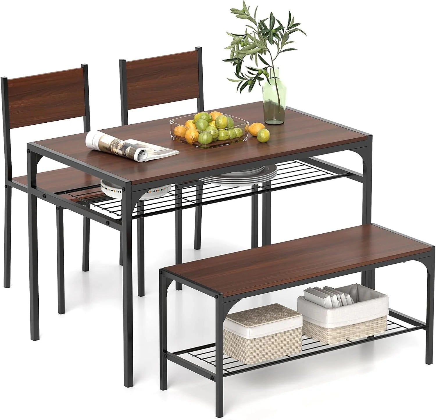 Giantex Dining Table Set for 4 43 Kitchen Table and Chairs Modern Functional Desk Set