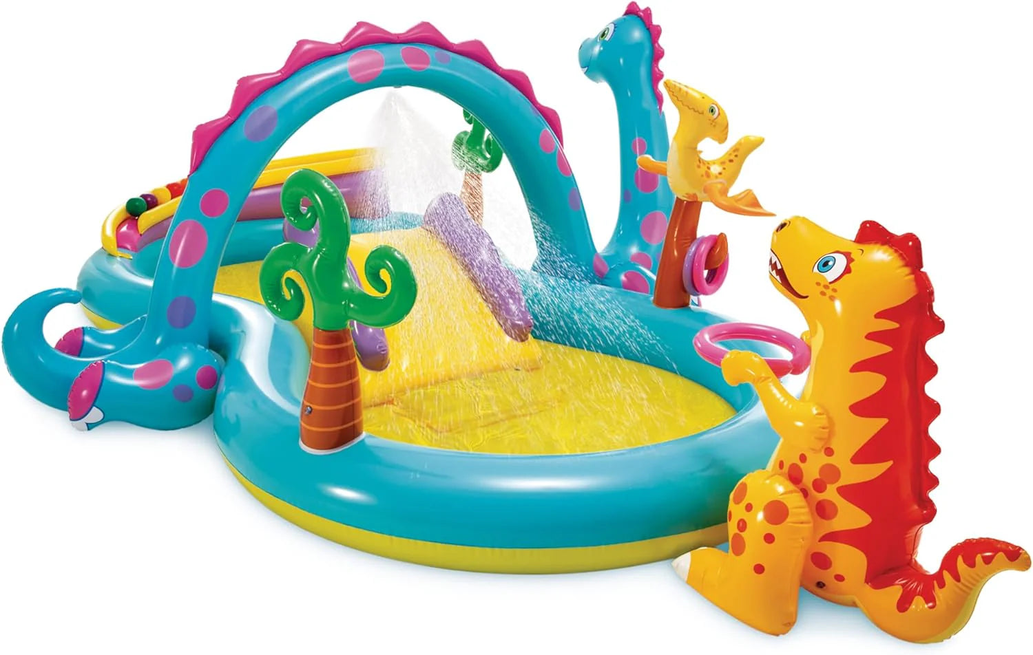 Intex 96 x 78 x 28 Inflatable Jungle Adventure Play Center Spray Kiddie Pool - Backyard Kids Water Slide, Outdoor Blow-Up Splash Pad for Toddlers