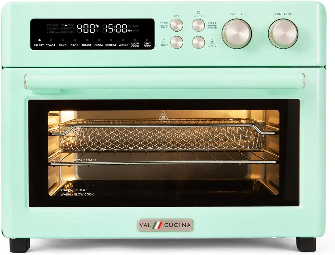 Infrared Heating Air Fryer Toaster Oven, Extra Large Countertop Convection Oven 10-in-1 Combo, 6-Slice Toast, Enamel Baking Pan Easy Clean with Recipe Book, Black Matte Stainless Steel