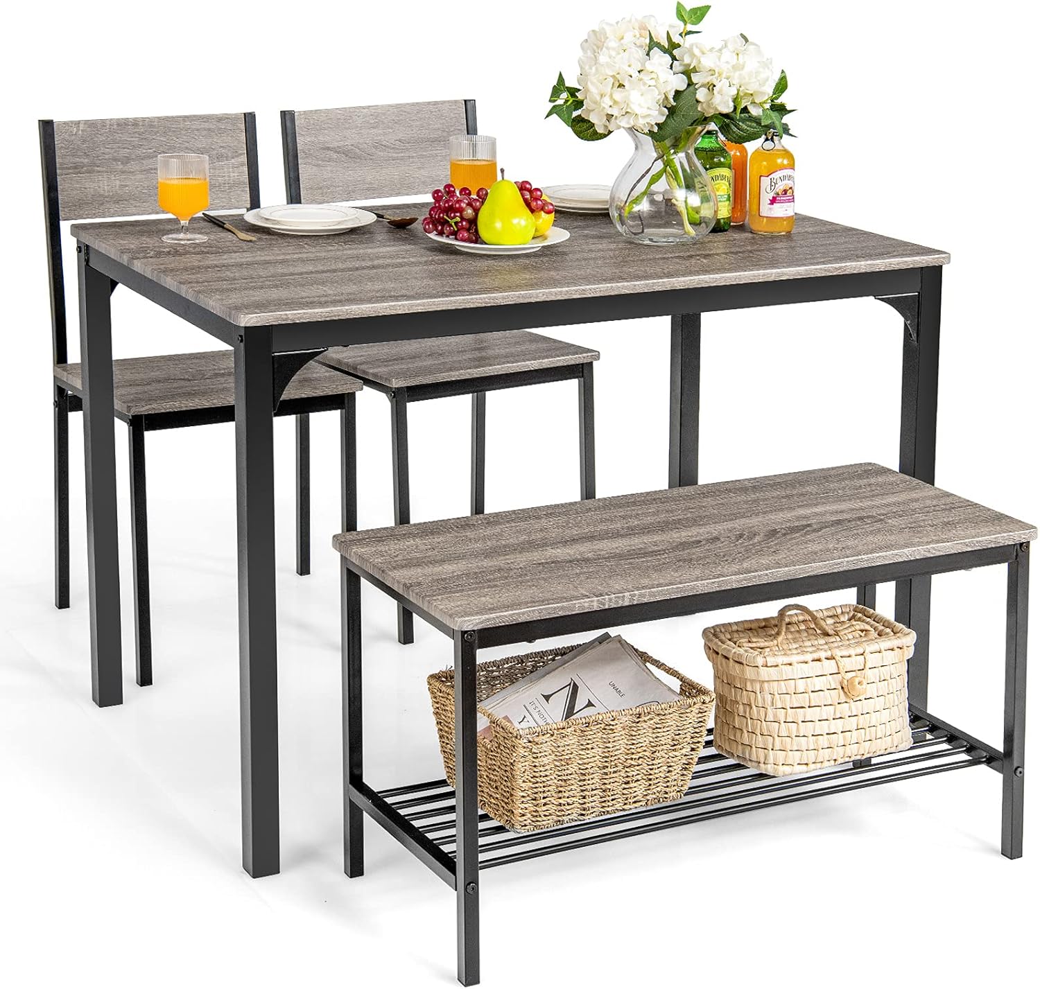 Giantex Dining Table Set for 4 43 Kitchen Table and Chairs Modern Functional Desk Set