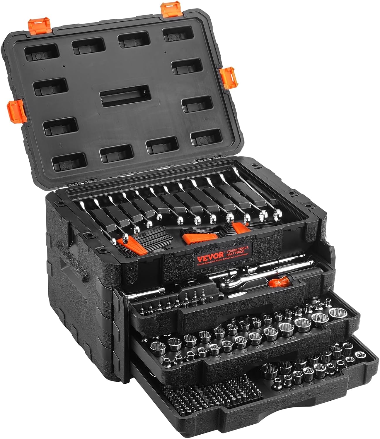 VEVOR Mechanics Tool Set and Socket Set Drive Deep and Standard Sockets Metric Mechanic Tool Kit