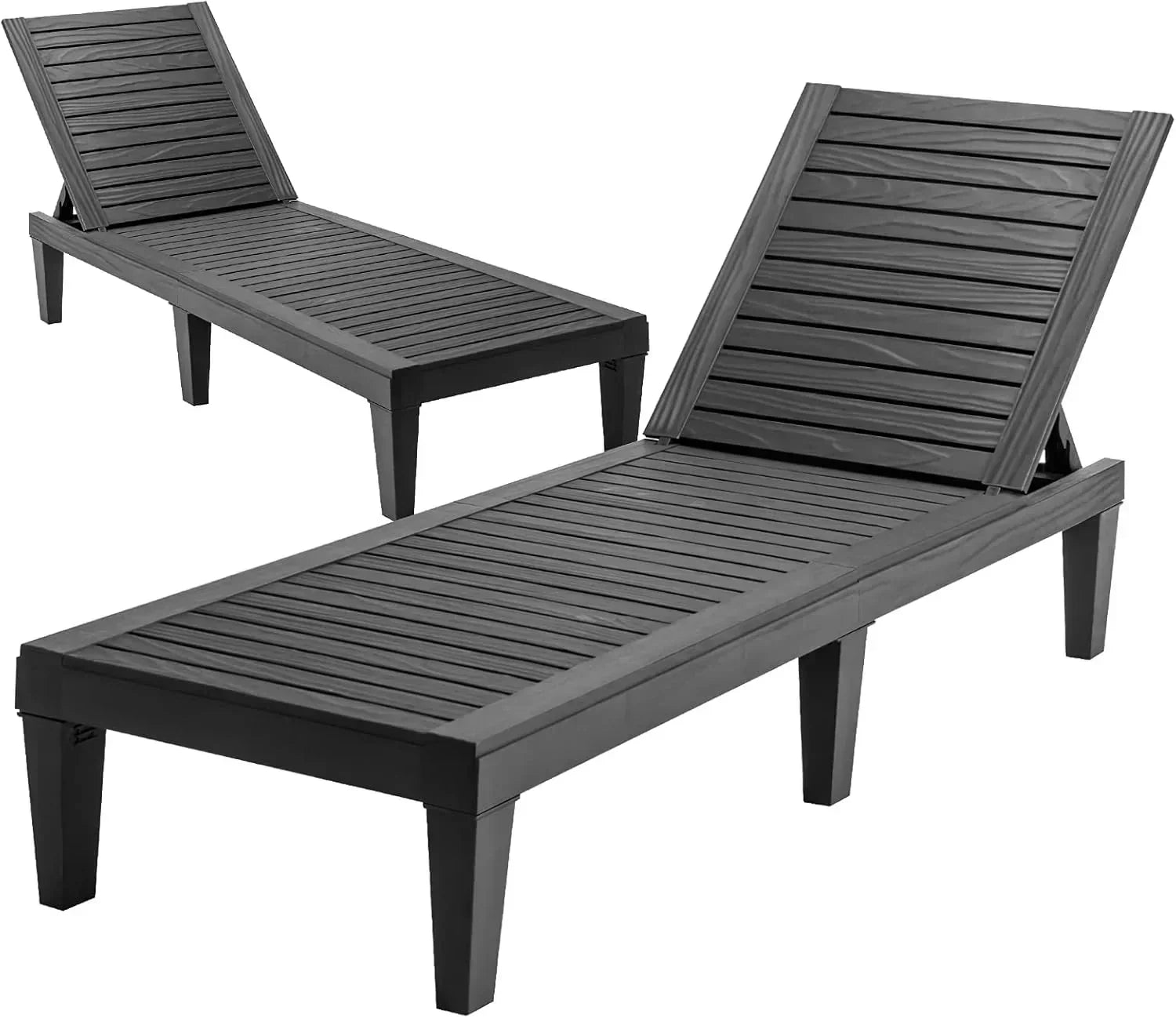Outdoor Chaise Lounge Chair Lightweight Patio Lounge Recliner Chair with Adjustable Backrest