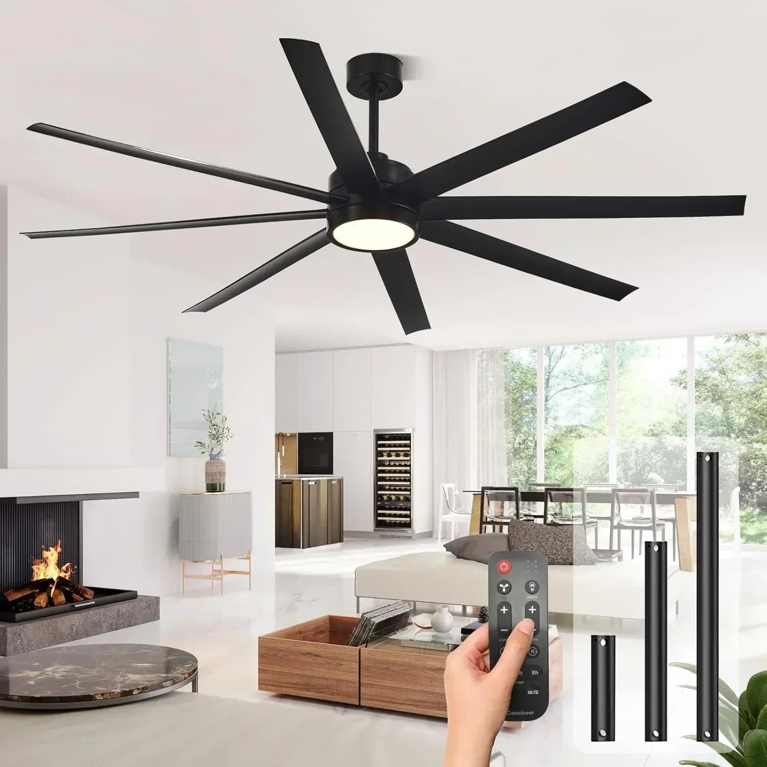 Modern ceiling fan 72 inch bedroom living room library cafe outdoor/industrial
