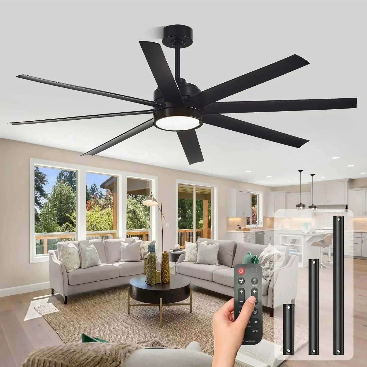 Modern ceiling fan 72 inch bedroom living room library cafe outdoor/industrial