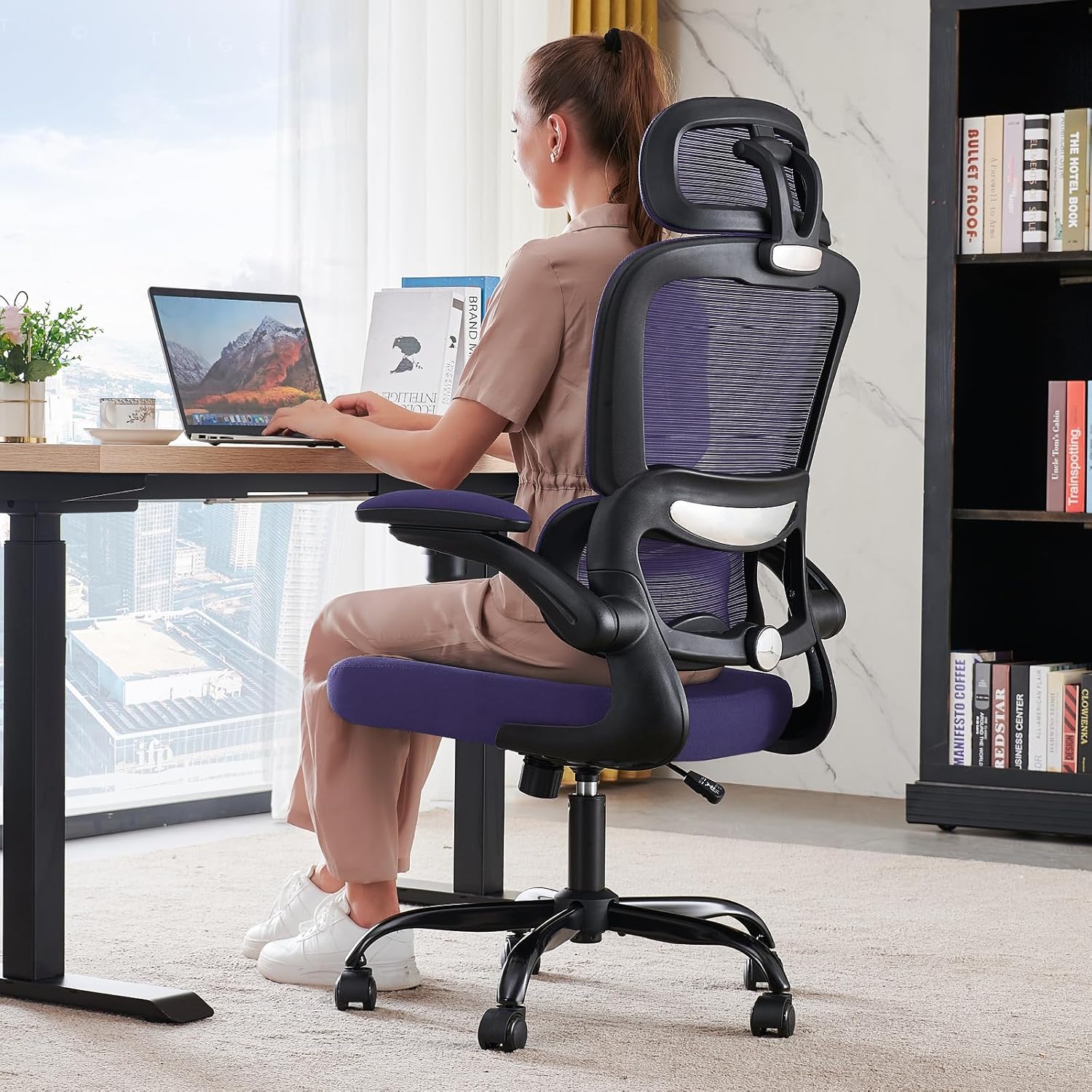 Office Chair Ergonomic Desk Chair, 330 lbs Home Mesh Desk Chair with Wheels, Comfortable Gaming Chair, High Back Office Chair