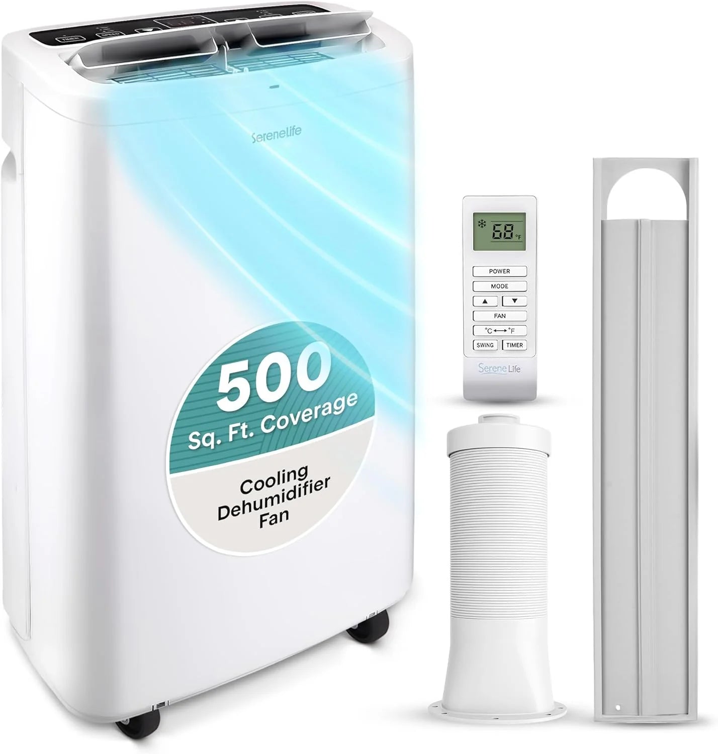 SereneLife 3-in-1 Portable Air Conditioner with Built-in Dehumidifier Function,Fan Mode, Remote Control, Complete Window Mount Exhaust Kit