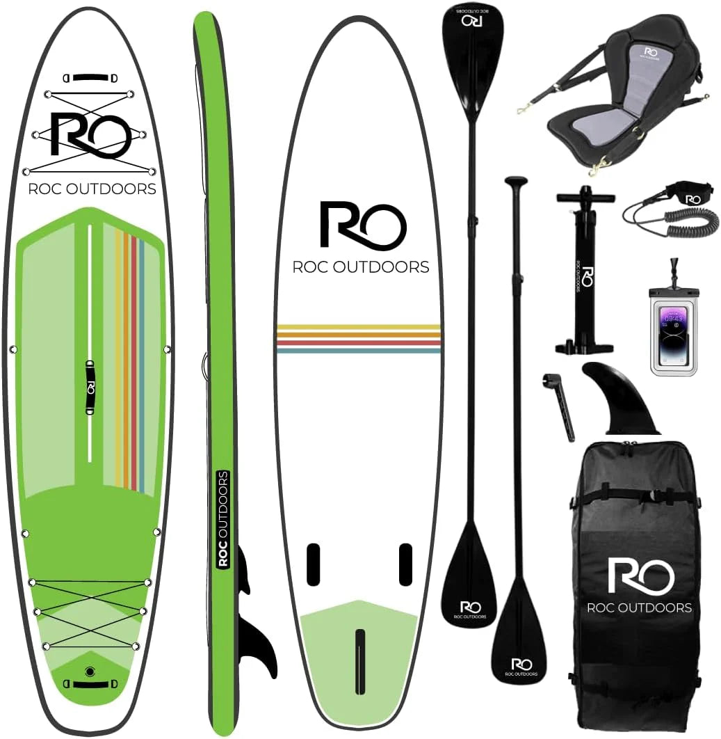 Roc Inflatable Stand Up Paddle Board 10' 6 with Premium SUP Paddle Board Accessories