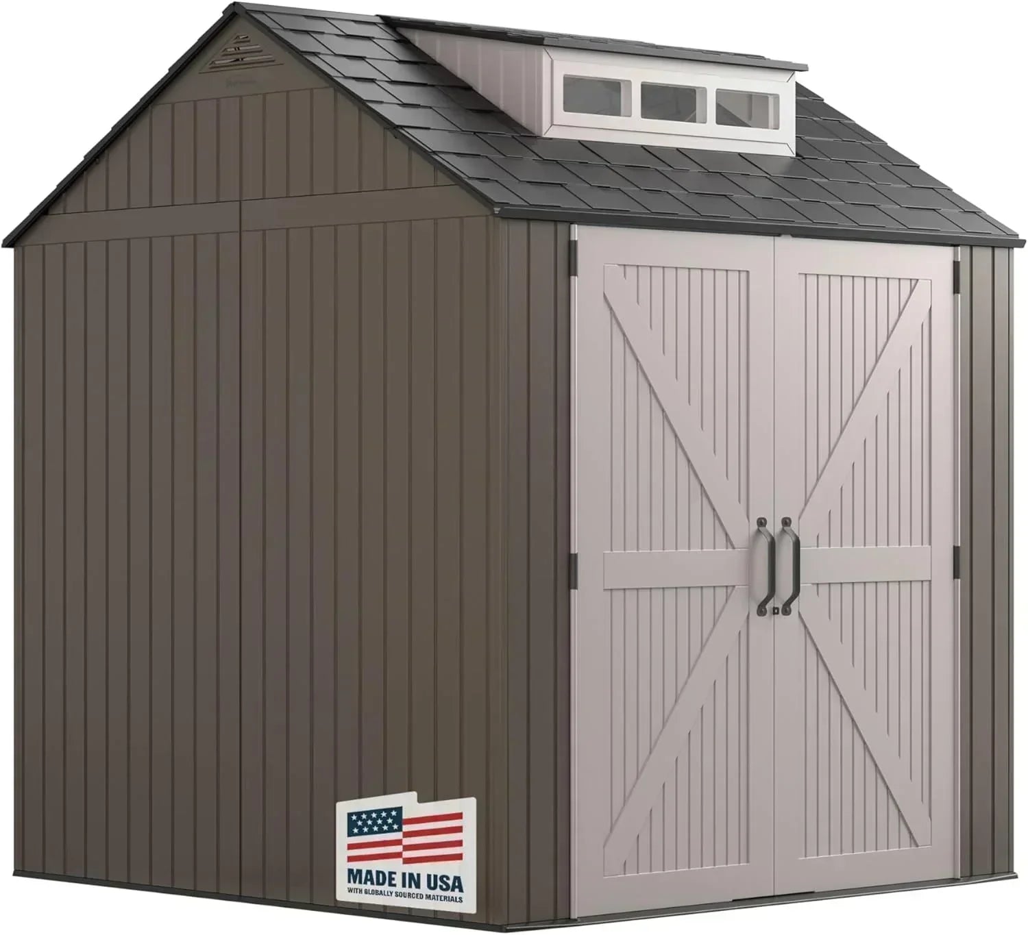 Rubbermaid Resin Outdoor Storage Shed With Floor Weather Resistant Gray Organization for Home
