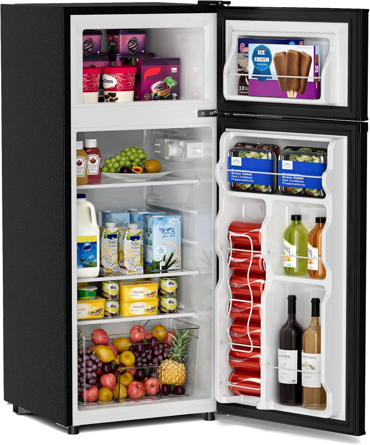 Manastin 4.5 Cu.Ft Mini Fridge with Freezer Small Fridge with 2 Doors for Office Kitchen