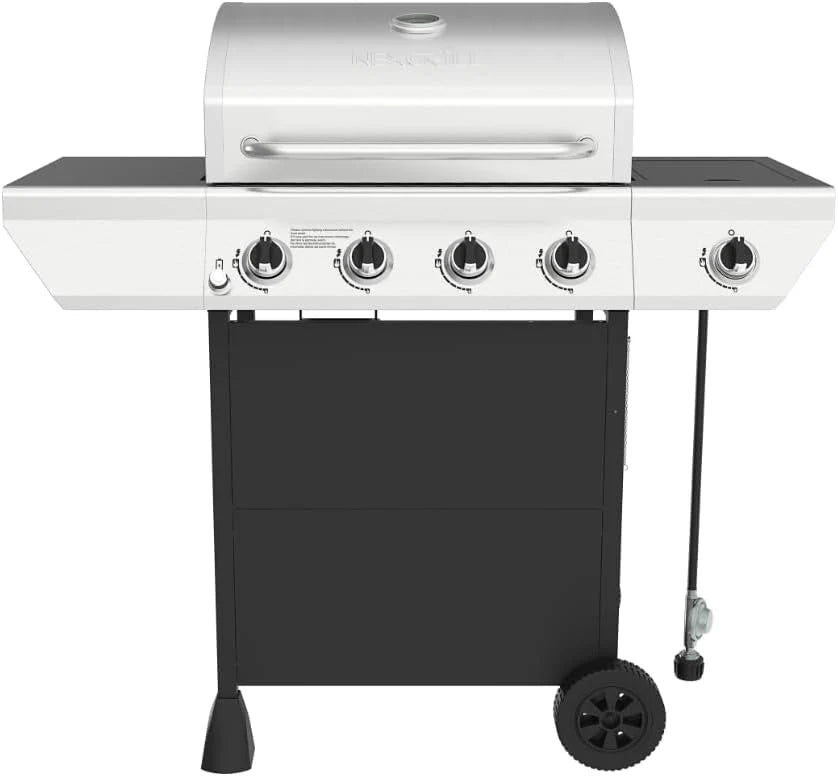 Nexgrill 3-Burner Propane Gas Grill with Side Tables, 27,000BTUs, Stainless Steel Lid