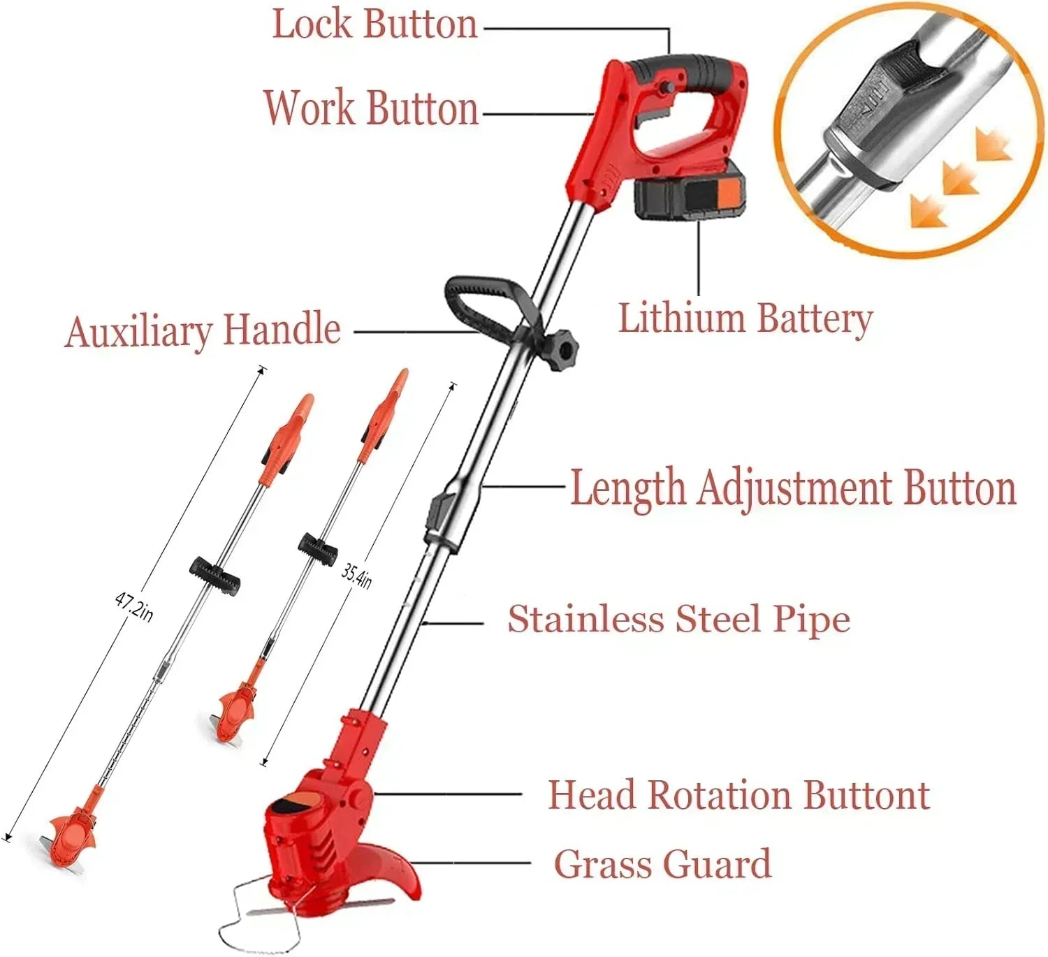 Weed Wacker Electric Cordless Grass Trimmer 3Types Blades Electric Stringless Weed Trimmer