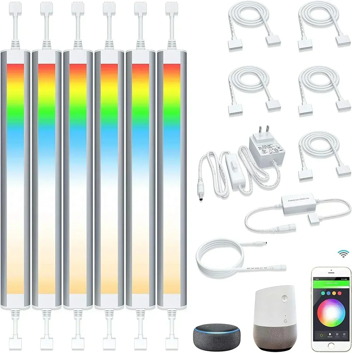 Smart under-cabinet lighting strip white and color-changing dimmable