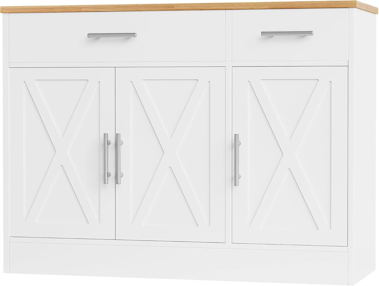 Shintenchi Modern Farmhouse Sideboard Buffet Cabinet with Storage with 3 Doors