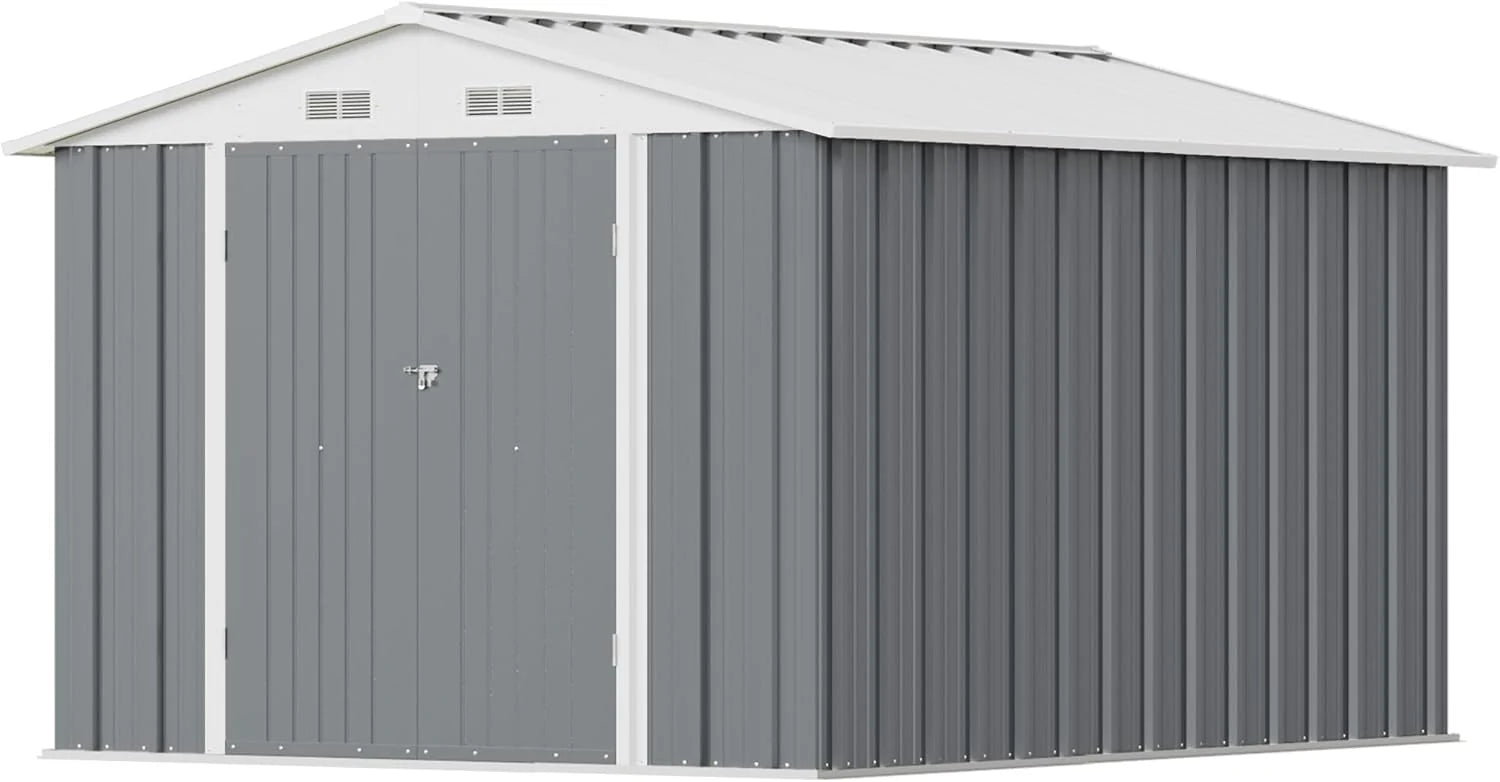 Greesum 6×4 FT Outdoor Storage Shed, Metal Patio Storage Shed with Lockable Door
