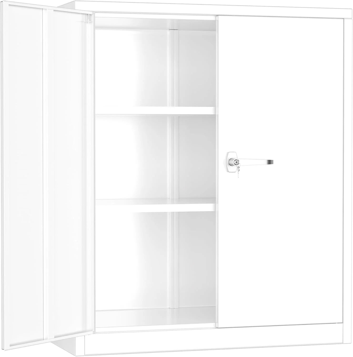 Greenvelly Metal Storage Cabinet, 72 Black Locking Metal Cabinet with 2 Doors and 4 Adjustable Shelves, Lockable Garage Storage Cabinets for Home Office, Garage, Kitchen, Living Room