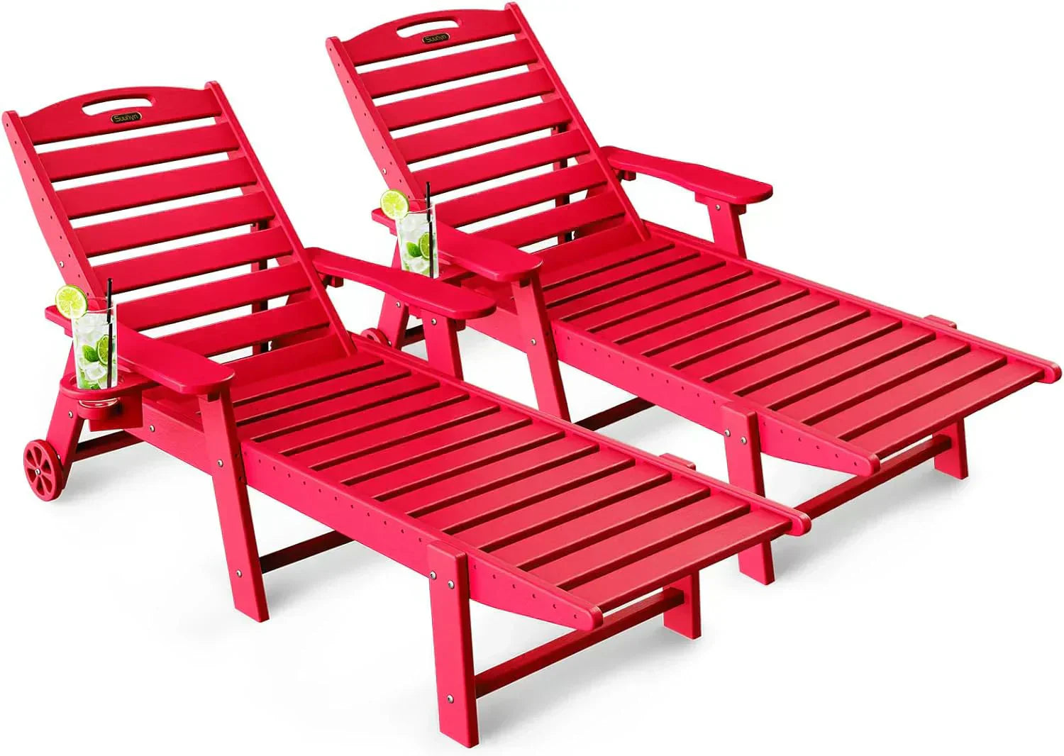 Lounge Chair Outdoor Chaise Lounge HDPE 6-Position Outdoor Chaise Lounge Patio Lounge Chair