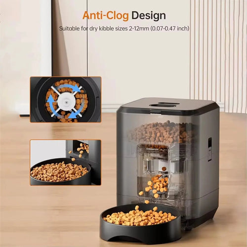 Automatic Cat Feeder 2L Timed Dry Food Dispenser with LCD Display and Slow Feed Mode for Cats and Small Dogs