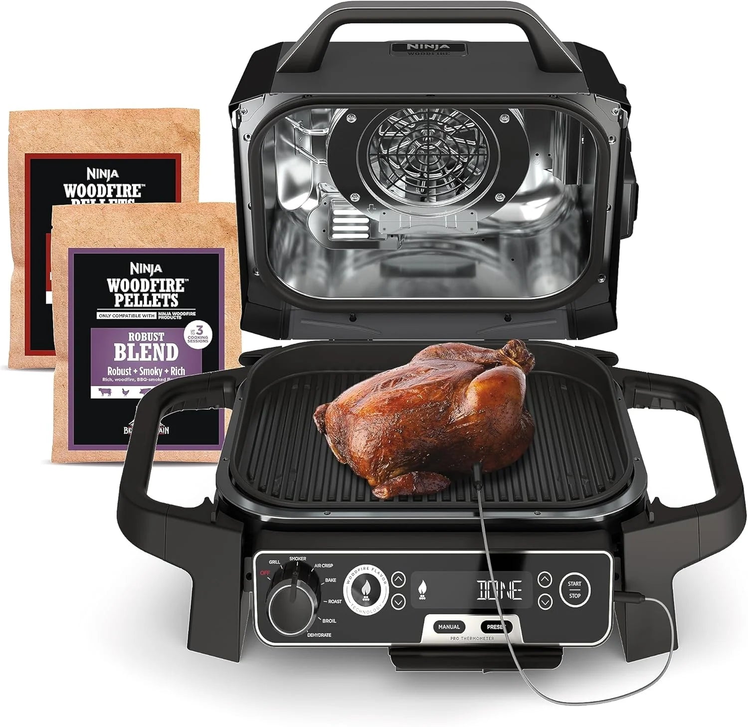 OG751 Woodfire Pro Outdoor Grill Built-In Thermometer 7-in-1 Master Grill BBQ Smoker