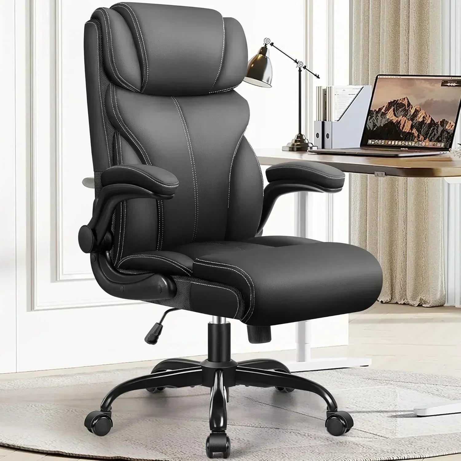 Office Chair Large High-Foot Computer Desk Chair Chair Lumbar Support Rotating Computer Chair