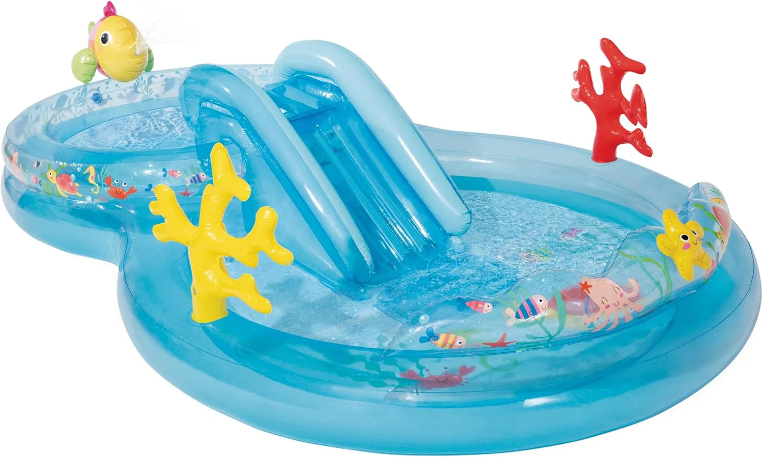 Intex 96 x 78 x 28 Inflatable Jungle Adventure Play Center Spray Kiddie Pool - Backyard Kids Water Slide, Outdoor Blow-Up Splash Pad for Toddlers