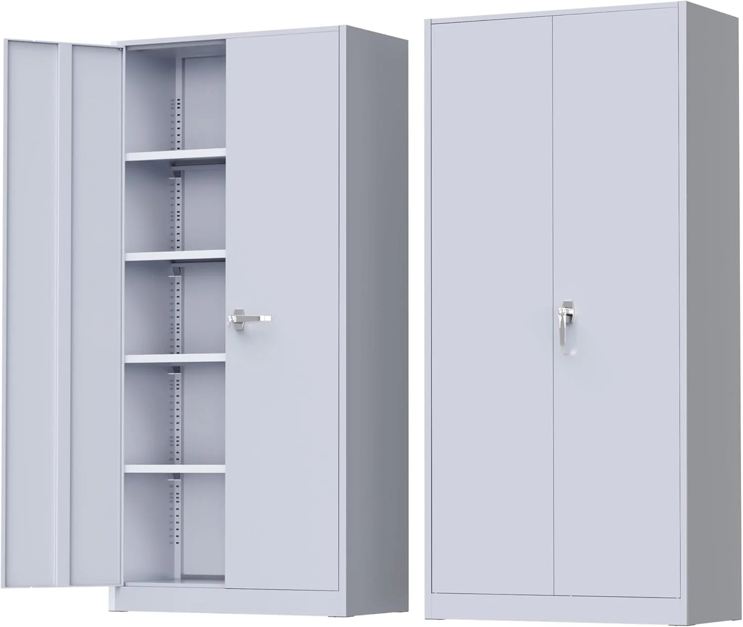 Greenvelly Metal Storage Cabinet, 72 Black Locking Metal Cabinet with 2 Doors and 4 Adjustable Shelves, Lockable Garage Storage Cabinets for Home Office, Garage, Kitchen, Living Room